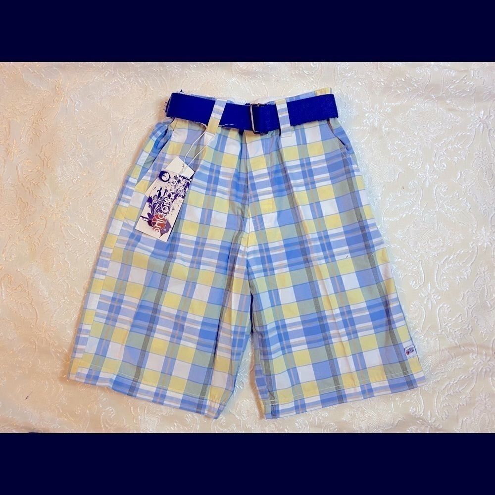 Pacific Blue Boys Plaid Fashion Shorts Size:5,14